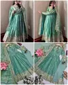 Sc 1329 Heavy Fandy Silk Embroidery Work Gown With Pant Dupatta Wholesale Online